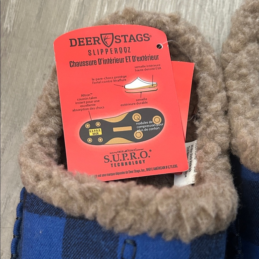 Deer Stags Blue and Black Plaid Slippers - Picture 4 of 4